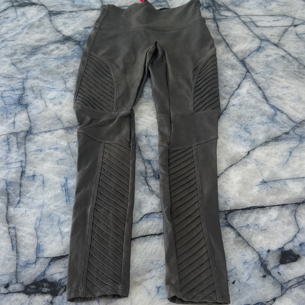SPANX Gray faux leather moto Leggings